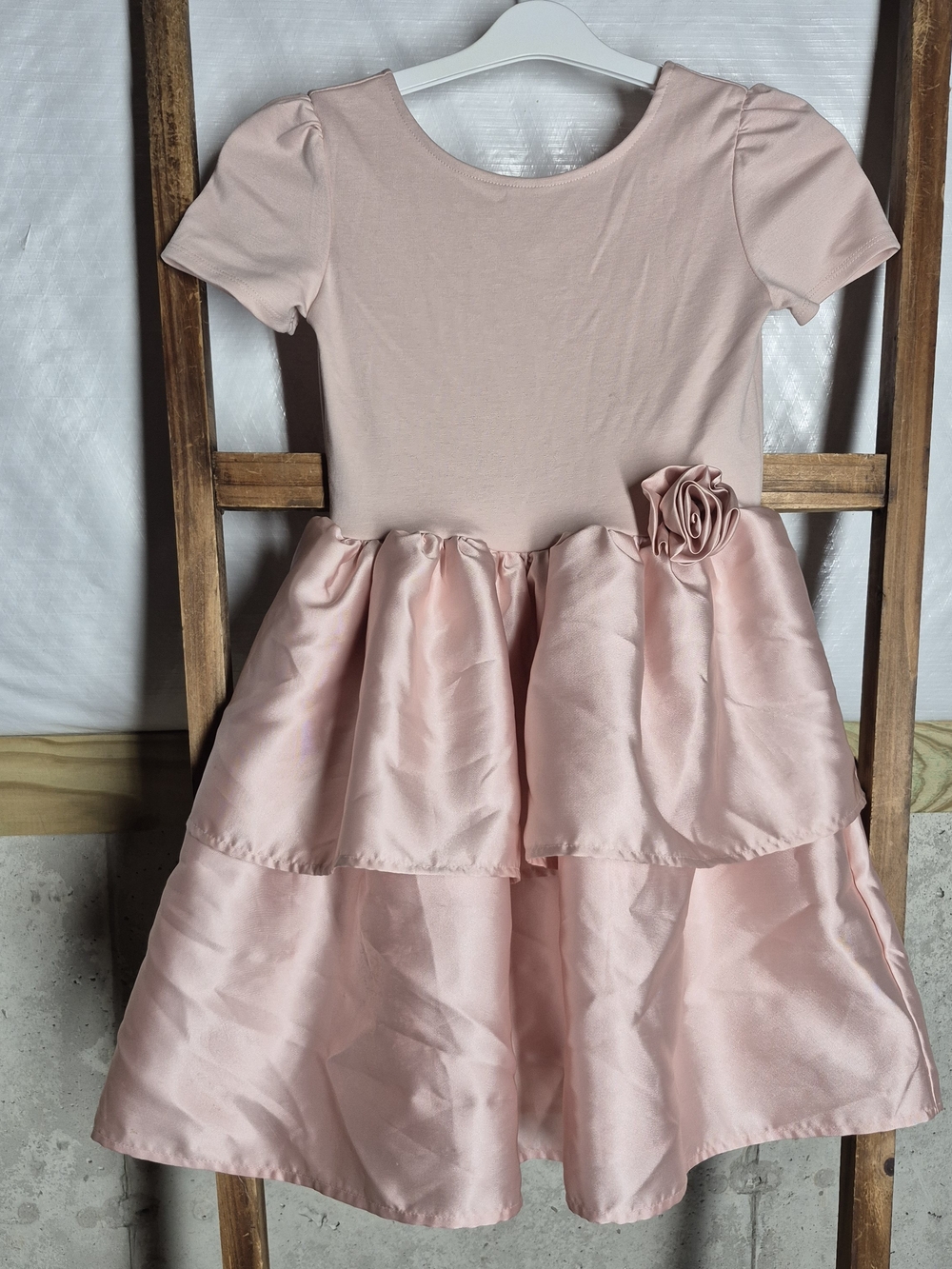 H&M Blush Pink Tiered Flower Party Dress for Girls